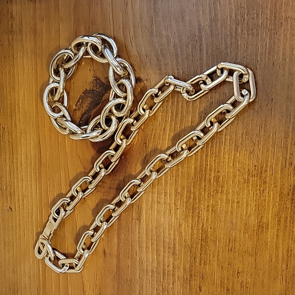 Gold chain necklace and bracelet bundle